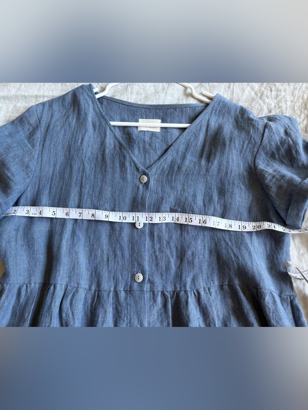 Blue Button-Front V-Neck Midi Dress - Picture 7 of 13